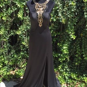 Rachel Allen gorgeous black and gold formal dress